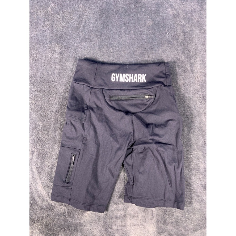 Gymshark GLSH3735 Women's High Waisted Biker Shorts Black Size S Zipper Pockets